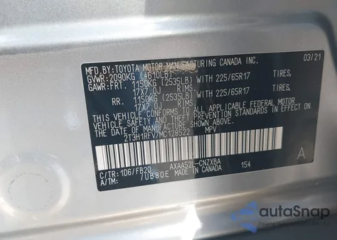 2021 Toyota Rav4 Le from USA, damaged, VIN 2T3H1RFV7MC128522